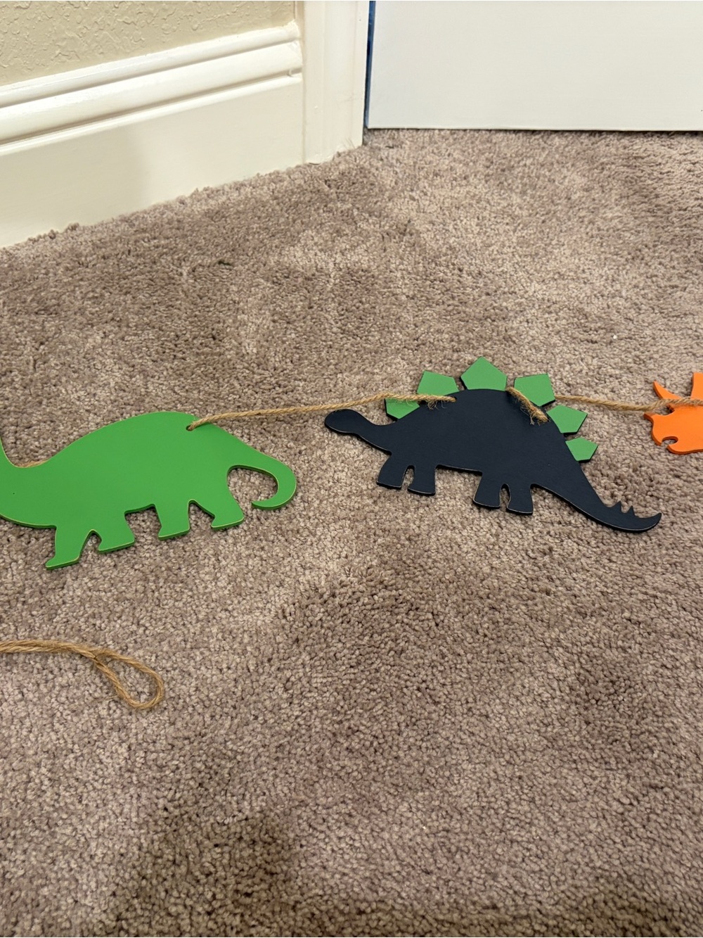 Dinosaur Wooden Garland - Green, Black, Orange